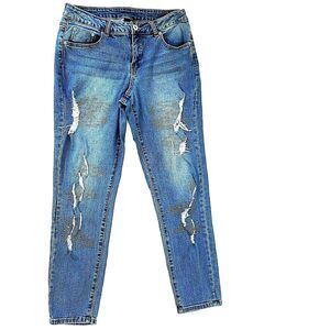 JW Jeans Womens Size 8 Distressed Studded Blue Grunge Skinny Grunge Rock